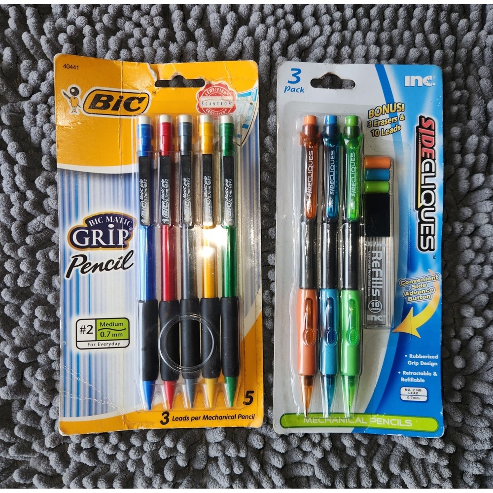 BIC 0.7 mm HB (#2) Mechanical Pencil - Blk Lead/Assorted Barrel+BONUS 3 PACK~New